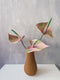 3D Printed Vase With Anthurium Flowers, Vase With Handmade Flowers