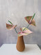 3D Printed Vase With Anthurium Flowers, Vase With Handmade Flowers