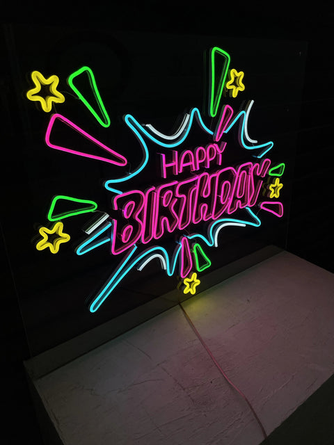LED-Neonschild „Happy Birthday“, helles und attraktives „Happy Birthday“-Schild, Geschenk für Sie 