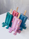 Set of 4 Melted Ice Creams on Stick, Puzzle Fake Ice Cream, Handmade Ice Cream Art With Puzzle